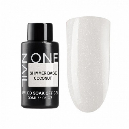 ONE NAIL   База камуфлирующая эластичная c шиммером  (легкие в снятии)  Base  SHIMMER   COCONUT  (бутылка)   30мл оптом