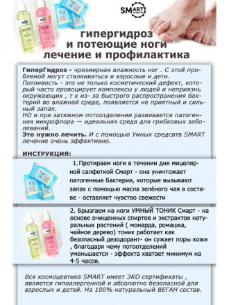 SMART   Влажные мицеллярные салфетки для кожи   50шт оптом