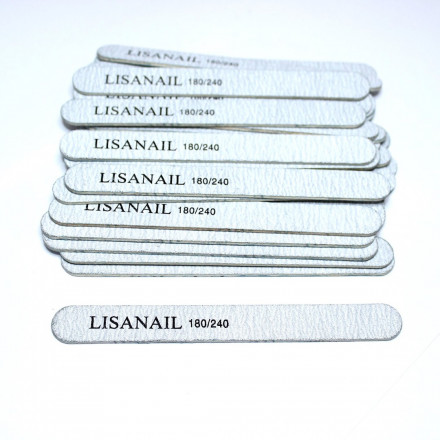 LISA NAIL   Пилка прямая МИНИ на дереве   13см  180/240   (50шт)   [08] оптом