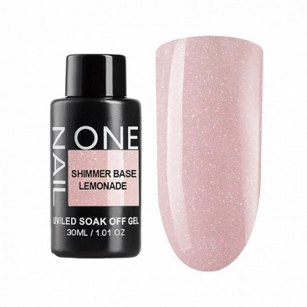 ONE NAIL   База камуфлирующая эластичная c шиммером  (легкие в снятии)  Base  SHIMMER   LEMONADE  (бутылка)   30мл оптом