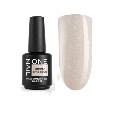 ONE NAIL   База камуфлирующая эластичная c шиммером  (легкие в снятии)  Base  SHIMMER   BEIGE   15мл оптом
