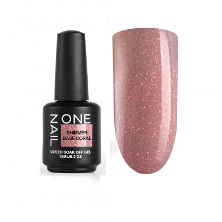 ONE NAIL   База камуфлирующая эластичная c шиммером  (легкие в снятии)  Base  SHIMMER   CORAL   15мл оптом