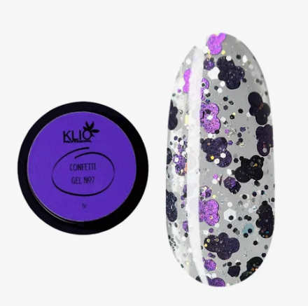 KLIO  Гель с конфетти  GEL CONFETTI  5г (банка)  №07 оптом