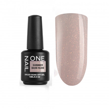 ONE NAIL   База камуфлирующая эластичная c шиммером  (легкие в снятии)  Base  SHIMMER   NUDE   15мл оптом