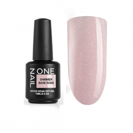 ONE NAIL   База камуфлирующая эластичная c шиммером  (легкие в снятии)  Base  SHIMMER   ROSE   15мл оптом