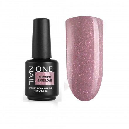 ONE NAIL   База камуфлирующая эластичная c шиммером  (легкие в снятии)  Base  SHIMMER   LOVE   15мл оптом