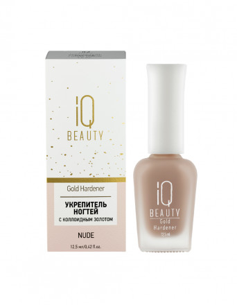 IQ BEAUTY   Укрепитель  для ослабленных и ломких ногтей с коллоидным золотом   12,5мл   Gold Hardener  NUDE оптом