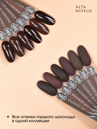 ALTA NIVELO   #302 ГОРЬКИЙ ШОКОЛАД   10мл   Гель-лак оптом
