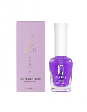 IQ BEAUTY   Лак-тинт для ногтей с AHA-кислотами с шиммером   12,5мл   Glossy Tint Nails LILAC GLOW оптом
