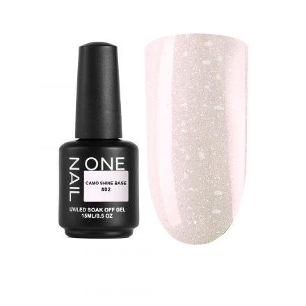 ONE NAIL   База камуфлирующая с хлопьями Юки   Base   CAMO SHINE   #02   15мл оптом