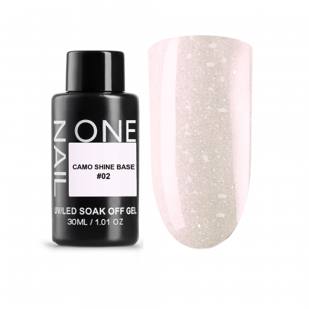 ONE NAIL   База камуфлирующая с хлопьями Юки   Base   CAMO SHINE   #02   30мл   (бутылка) оптом