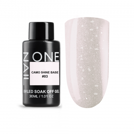 ONE NAIL   База камуфлирующая с хлопьями Юки   Base   CAMO SHINE   #03   30мл   (бутылка) оптом