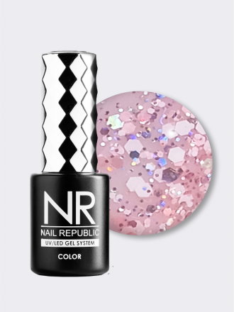 NAIL REPUBLIC   Гель-лак с шестигранниками   10мл   Euphoria   #723 оптом