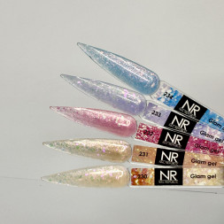 NAIL REPUBLIC   Gel GLAM   #232   15г   Гель  для моделирования средне-жидкий с хлопьями Юки