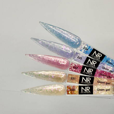 NAIL REPUBLIC   Gel GLAM   #232   15г   Гель  для моделирования средне-жидкий с хлопьями Юки оптом
