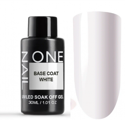 ONE NAIL   База камуфлирующая эластичная  (легкие в снятии)  Base   WHITE  (бутылка)   30мл оптом