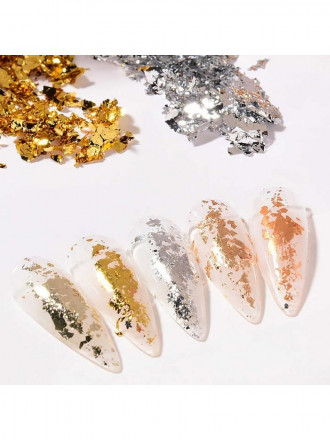 NAIL REPUBLIC   Поталь для дизайна ногтей, Серебро жатое оптом