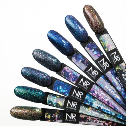NAIL REPUBLIC   Гель-лак с хлопьями Юки   10мл   Galaxy   #02 оптом