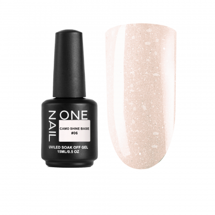 ONE NAIL   База камуфлирующая с хлопьями Юки   Base   CAMO SHINE   #06   15мл оптом