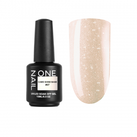 ONE NAIL   База камуфлирующая с хлопьями Юки   Base   CAMO SHINE   #07   15мл оптом