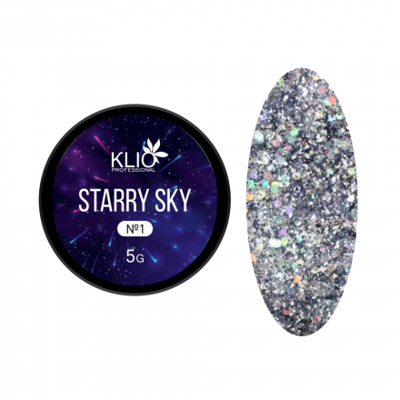 KLIO  Гель-лак с шестигранниками  STARRY SKY  5г (банка)  №01 оптом