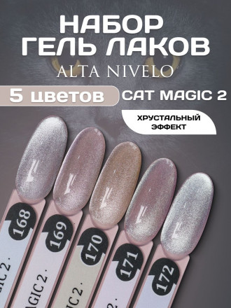 ALTA NIVELO   НАБОР   Гель-лаки кошачий глаз   10мл   CAT MAGIC 2   #168-173 оптом