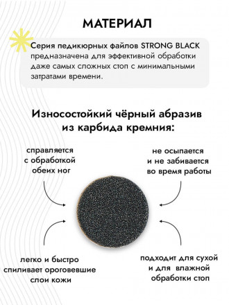 ALGEBRA BEAUTY   STRONG BLACK   Мягкие   M (20мм)   #180   (50шт)   Сменные файлы  для педикюрного диска на вспененной подложке оптом