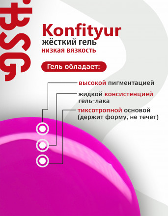 BSG   KONFITYUR во флаконе   #81   20мл   НИЗКАЯ ВЯЗКОСТЬ   Гель для моделирования жидкий оптом