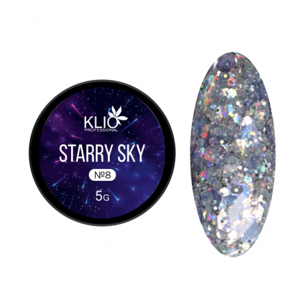 KLIO  Гель-лак с шестигранниками  STARRY SKY  5г (банка)  №08 оптом