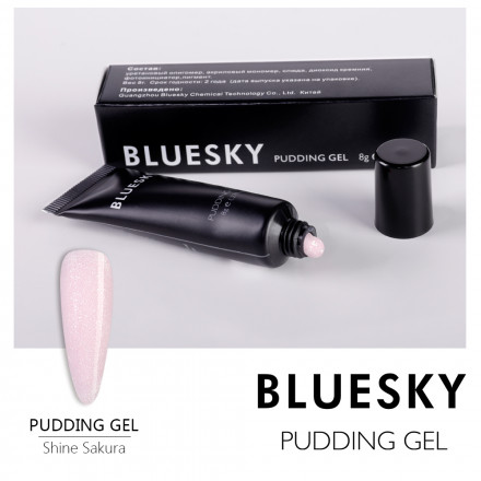 BLUESKY Pudding Gel полигель камуфлирующий нежно-розовый со слюдой Shine Sakura 8 гр. (Mini) оптом