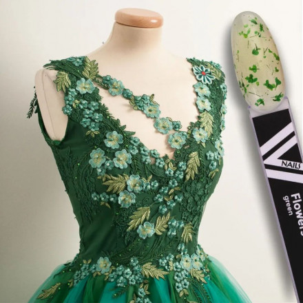 VOGUE NAILS  Гель с сухоцветами Flowers Gel  Green 10мл оптом