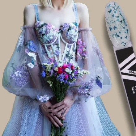 VOGUE NAILS  Гель с сухоцветами Flowers Gel  Blue 10мл оптом