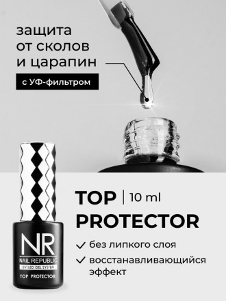 NAIL REPUBLIC   Топ антивандальный без л/с   Top   PROTECTOR c UV   10мл оптом