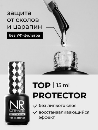 NAIL REPUBLIC   Топ антивандальный без л/с   Top   PROTECTOR c UV   15мл оптом