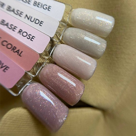 ONE NAIL   База камуфлирующая эластичная c шиммером  (легкие в снятии)  Base  SHIMMER   BEIGE  (бутылка)   30мл оптом