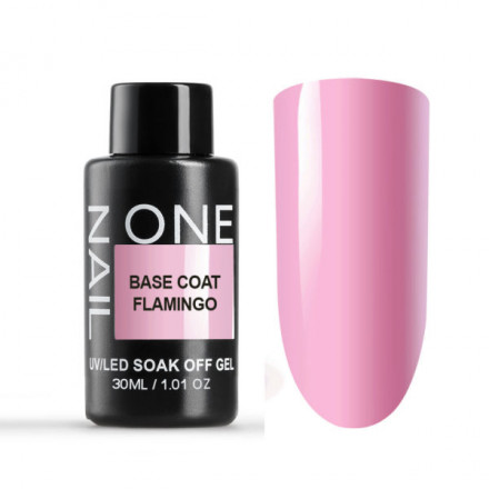 ONE NAIL   База камуфлирующая эластичная  (легкие в снятии)  Base   FLAMINGO  (бутылка)   30мл оптом