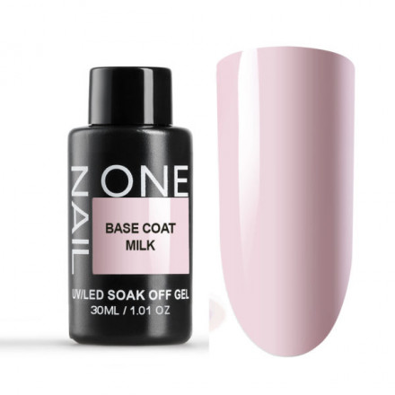 ONE NAIL   База камуфлирующая эластичная  (легкие в снятии)  Base   MILK  (бутылка)    30мл оптом