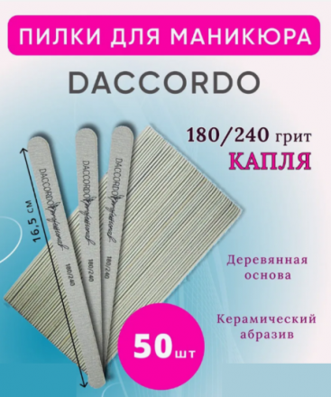 DACCORDO   Пилка капля МИНИ на дереве   16,5см  180/240   (50шт)   [48] оптом
