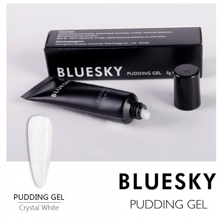 BLUESKY Pudding Gel полигель прозрачно-белый со слюдой Crystal White 8 гр. (Mini) оптом
