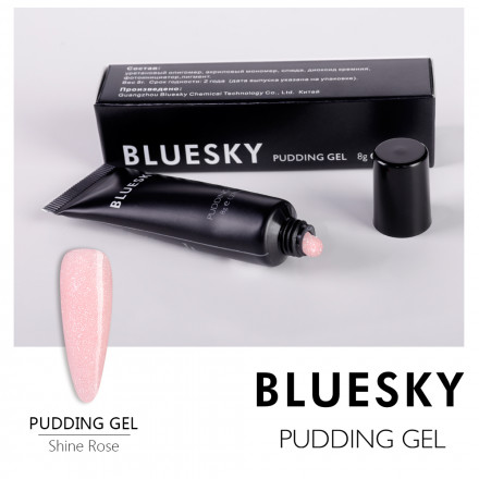 BLUESKY Pudding Gel полигель камуфлирующий светло-розовый со слюдой Shine Rose 8 гр. (Mini) оптом