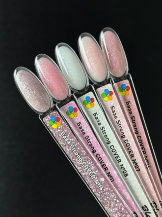 BLOOM   Base Strong COVER   #08   15мл   База камуфлирующая жесткая с шиммером молочная оптом