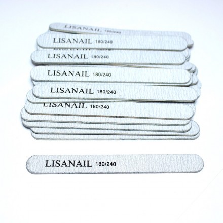 LISA NAIL   Пилка прямая  мини на дереве   13см   180/240   [09]   (штучно) оптом
